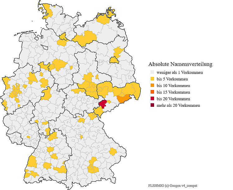 Karte Verteilung Flehmig in Deutschland
