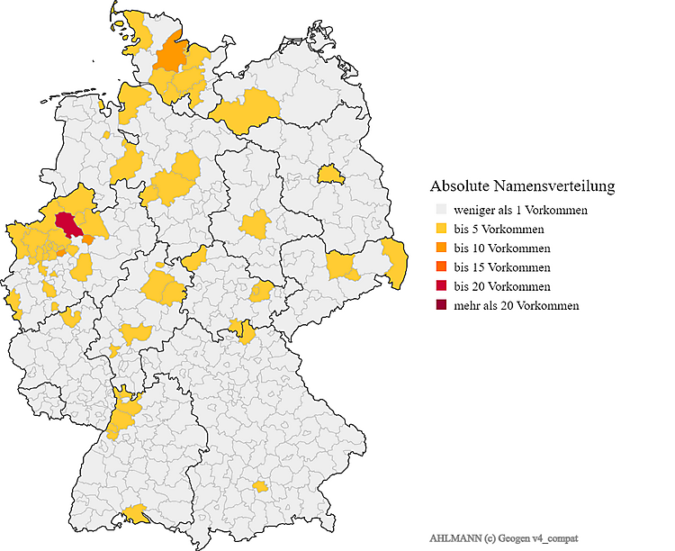 Nachname Ahlmann Karte Verteilung in Deutschland