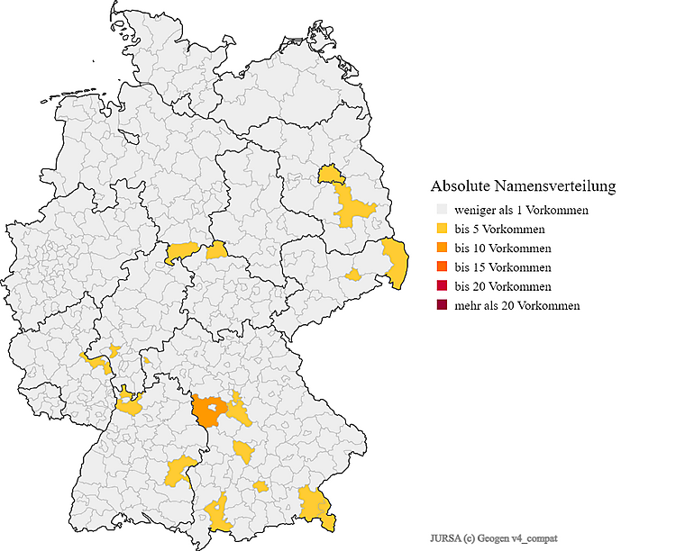 Nachname Jursa Karte Verteilung in Deutschland