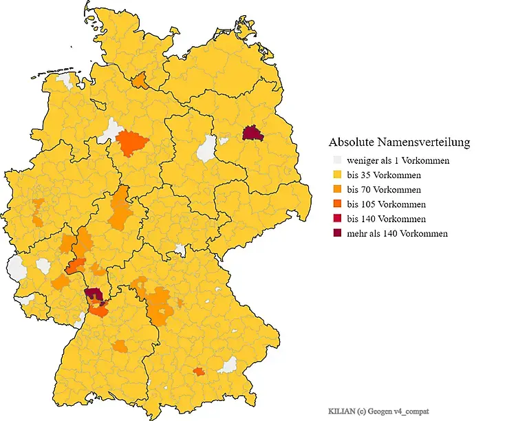 Verteilung Nachname Kilian in Deutschland