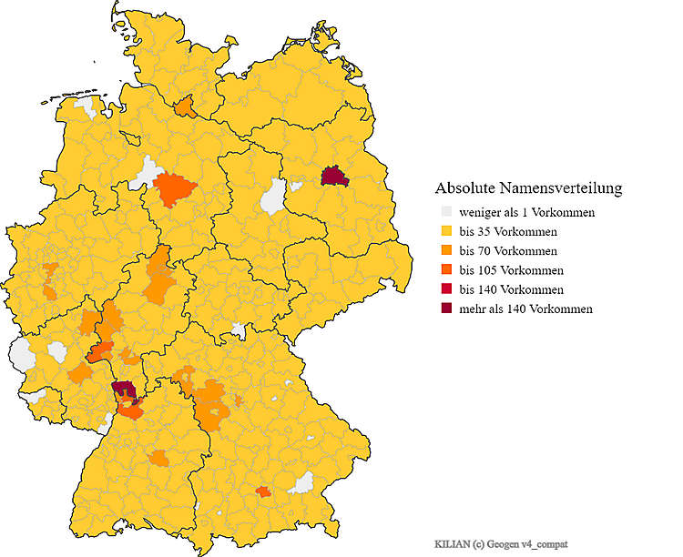 Verteilung Nachname Kilian in Deutschland
