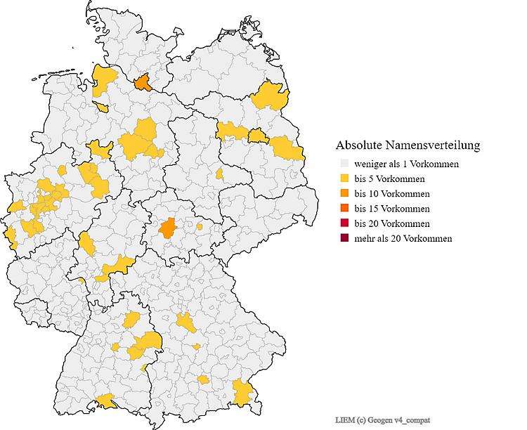 Karte Verteilung Nachname Liem Deutschland