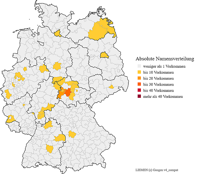 Nachname Liemen Karte Verteilung in Deutschland