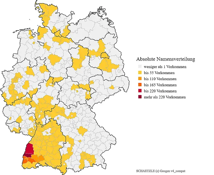 Nachname Schätzle Karte Verteilung in Deutschland