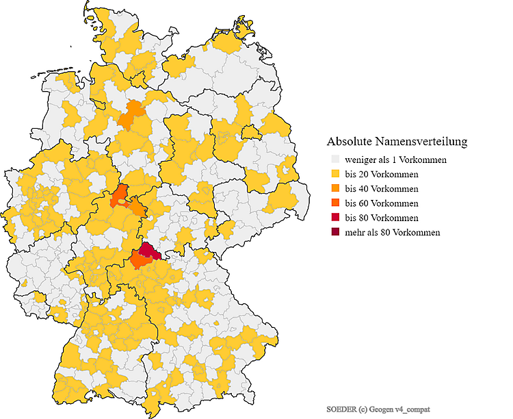 Nachname Söder Karte Verteilung in Deutschland