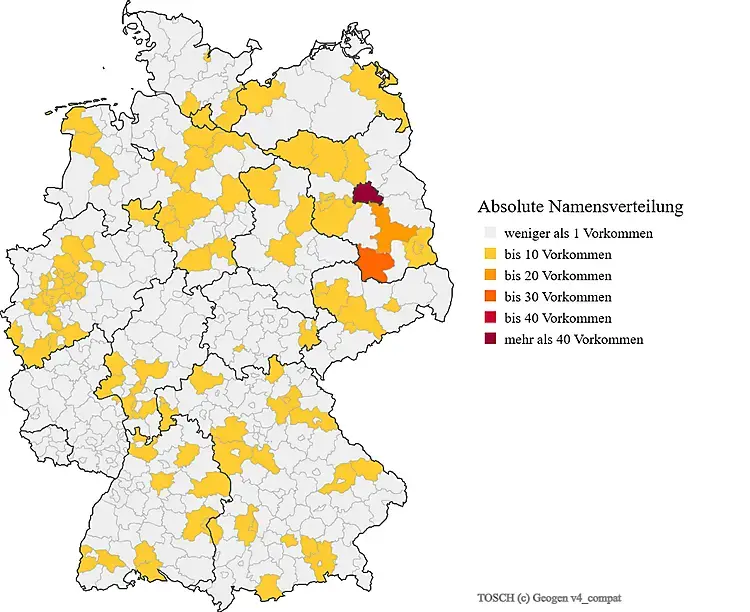 Nachname Tosch Karte Verteilung in Deutschland
