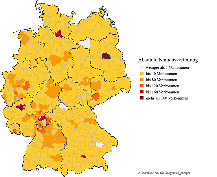 Nachname Ackermann Verteilung in Deutschland