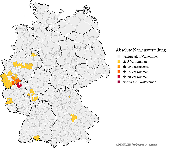 Nachname Adenauer Karte Verteilung in Deutschland