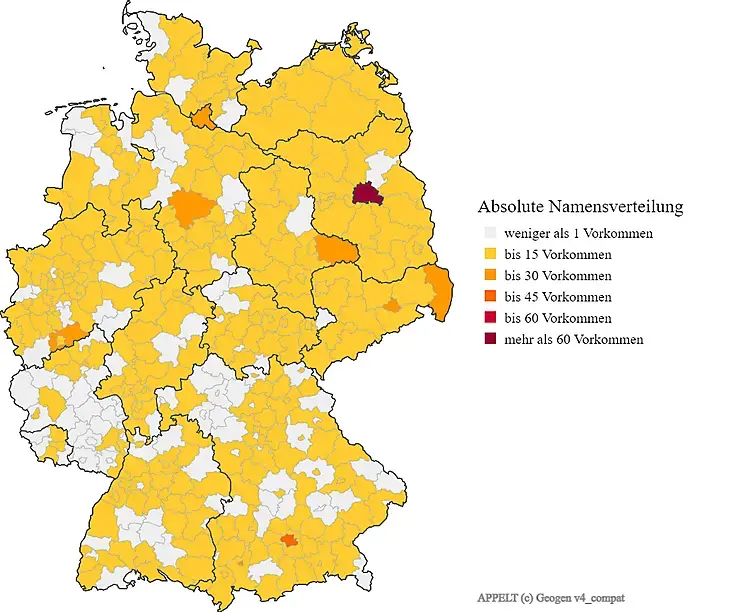 Karte Nachname Appelt Verteilung