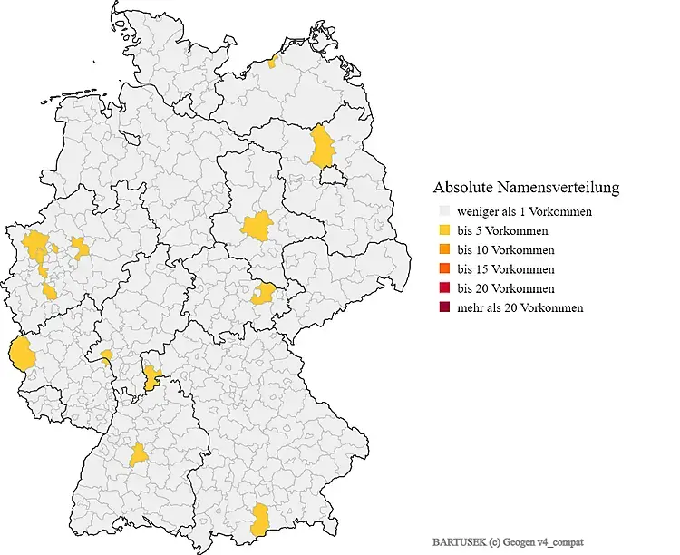 Karte Nachname BARTUSEK Verteilung