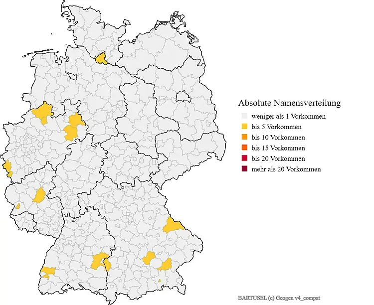 Karte Verteilung Nachname BARTUSEL