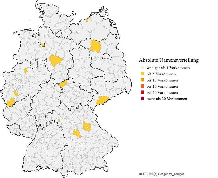 Karte Verteilung Nachname BLUEHM