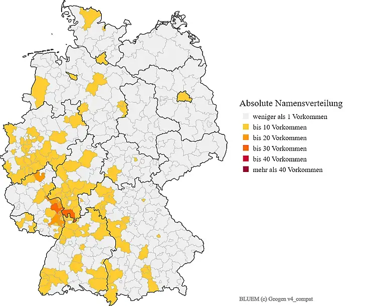 Karte Nachname BLUEM Verteilung