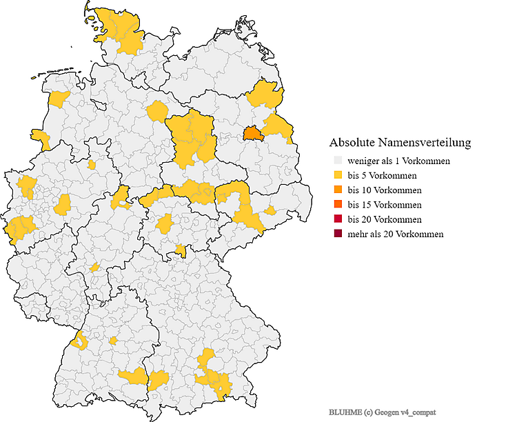 Karte Verteilung Nachname Bluhme in Deutschland