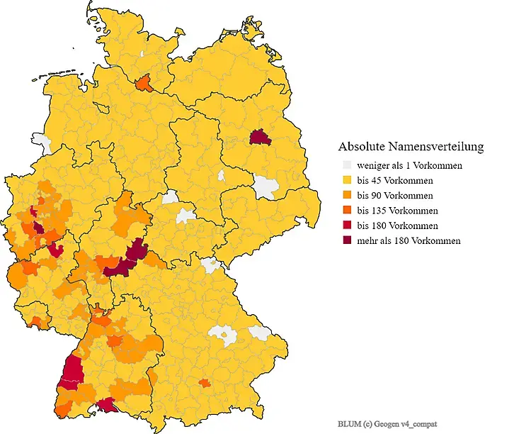 Karte Verteilung Nachname Blum
