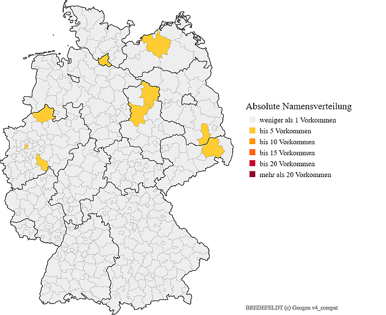 Nachname Bredefeldt Verteilung Karte in Deutschland