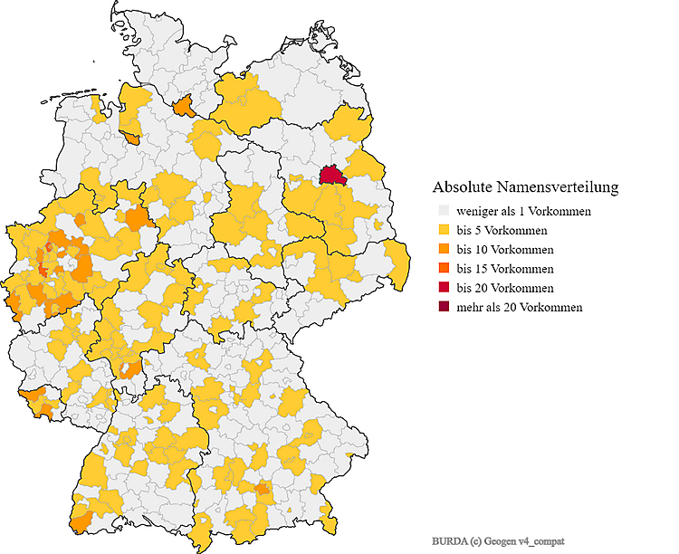 Karte Nachname Burda Verteilung in Deutschland