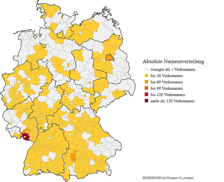 Nachname BURKHARD Verteilung in Deutschland