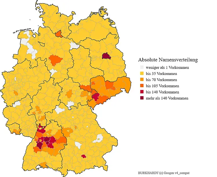 Karte Nachname Burkhardt Verteilung