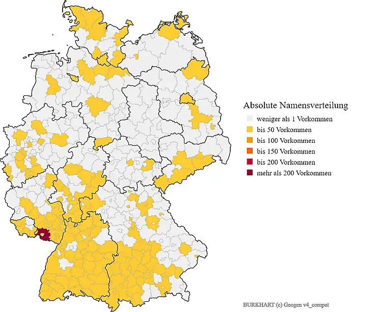 Karte Verteilung Nachname Burkhart