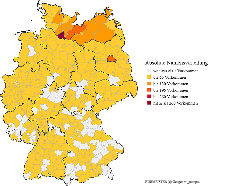Nachname Burmeister Karte Verteilung in Deutschland