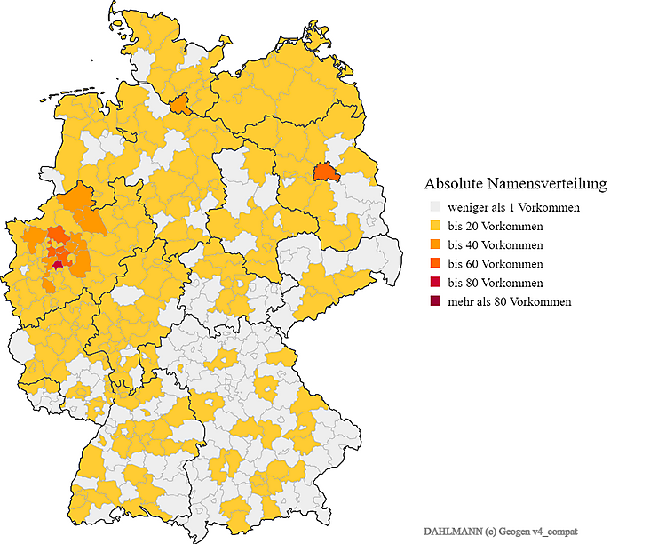 Nachname Dahlmann Karte Verteilung in Deutschland