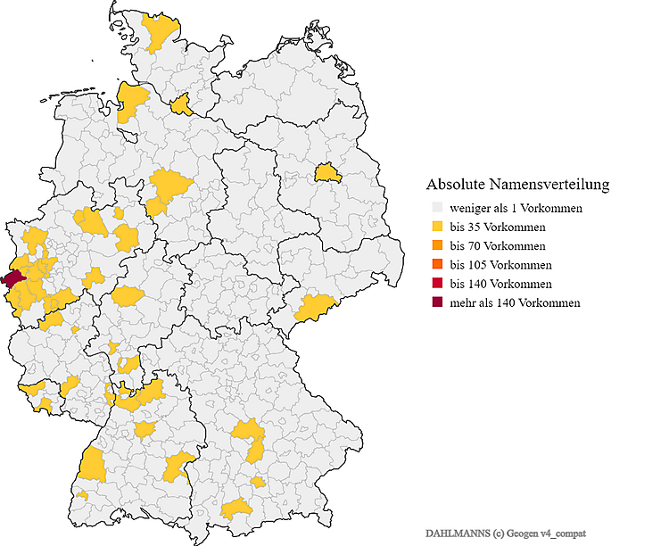 Karte Verteilung Dahlmanns in Deutschland