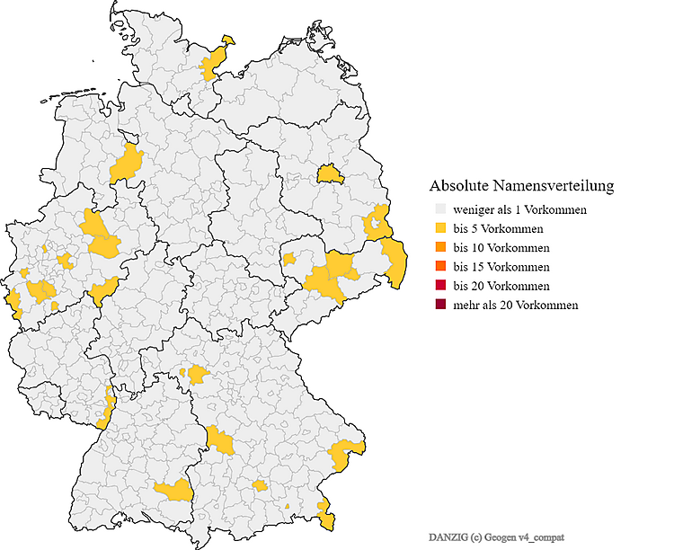 Nachname Danzig Verteilung Karte in Deutschland