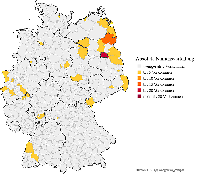 Karte Verteilung Devantier in Deutschland
