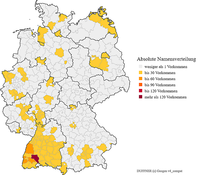 Karte Verteilung Duffner in Deutschland