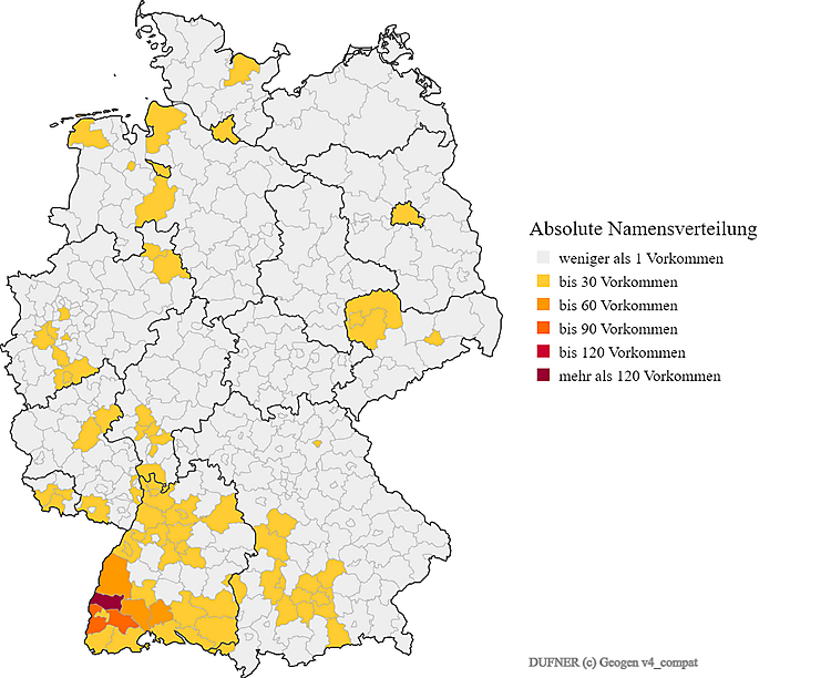 Karte Nachname Dufner Verteilung in Deutschland