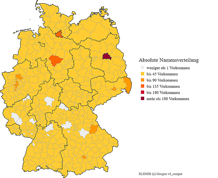 Nachname Elsner Karte Verteilung in Deutschland