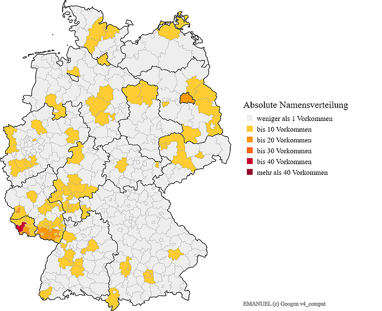 Nachname Emanuel Karte Verteilung in Deutschland