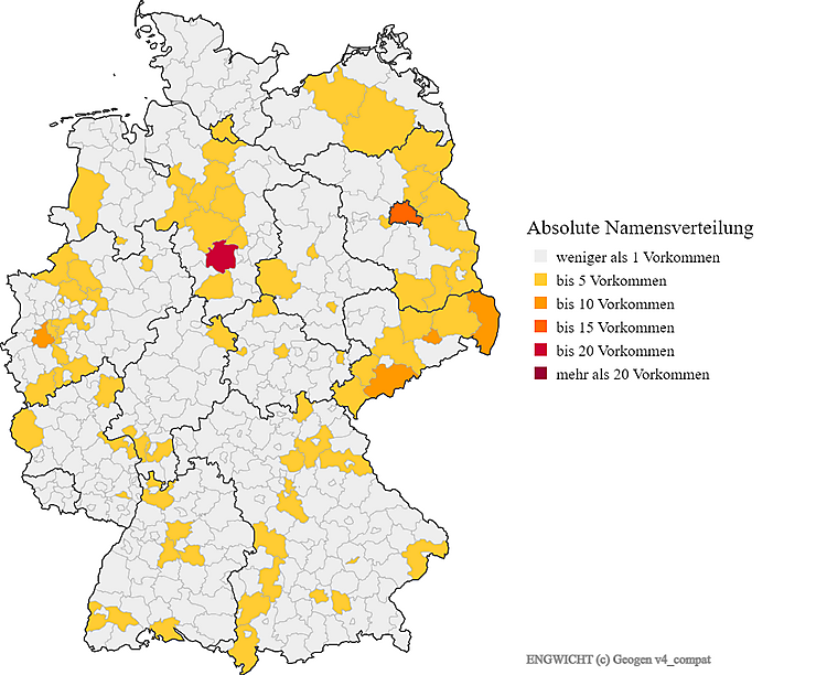 Nachname Engwicht Karte Verteilung in Deutschland