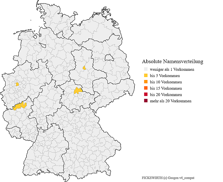 Karte Nachname Fickewirth Verteilung in Deutschland