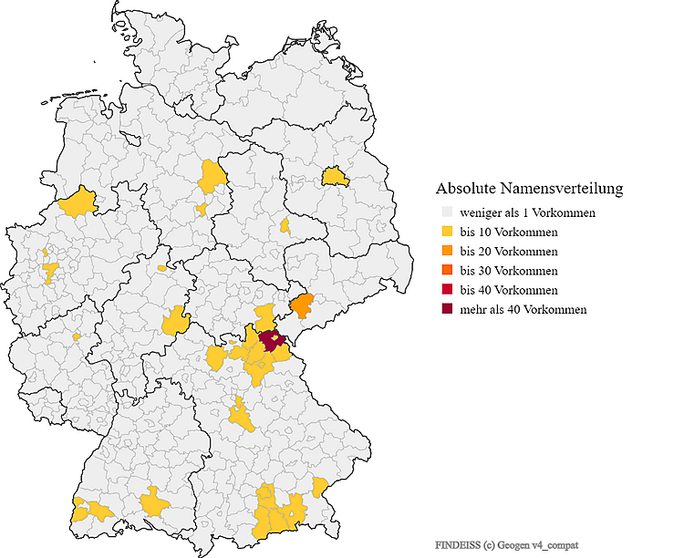 Karte Nachname Findeiss Verteilung in Deutschland