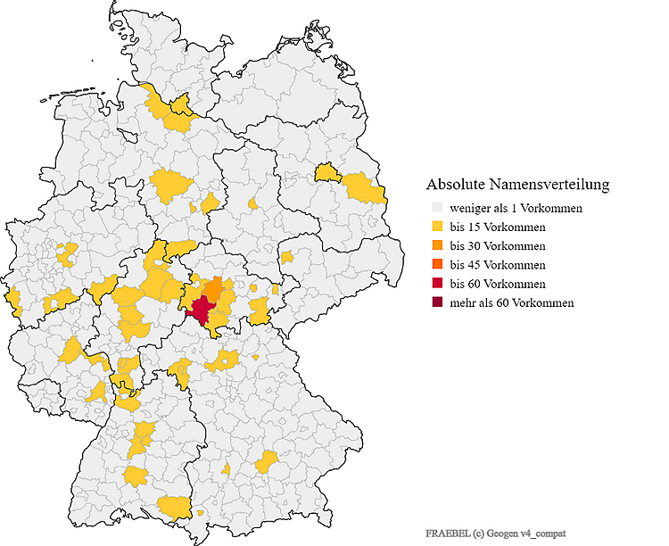 Nachname Fräbel Karte Verteilung in Deutschland