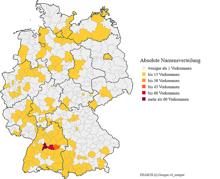 Nachname Frasch Karte Verteilung in Deutschland