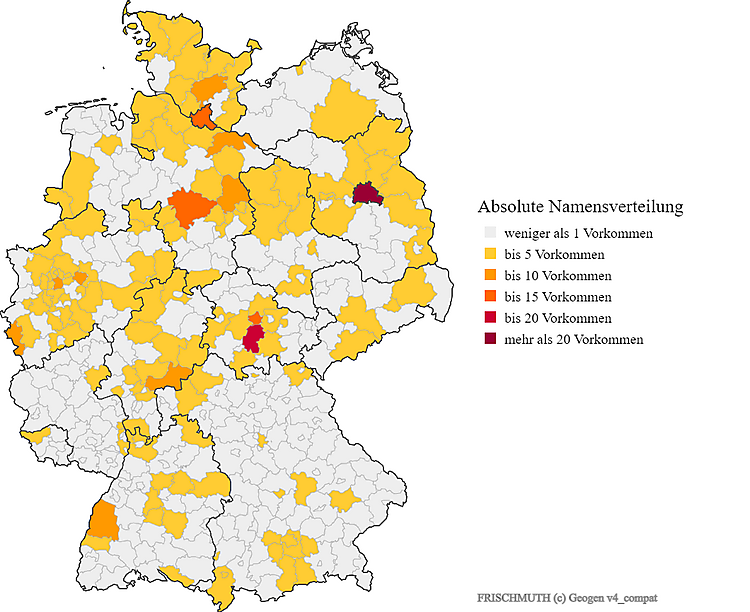 Nachname Frischmuth Karte Verteilung in Deutschland