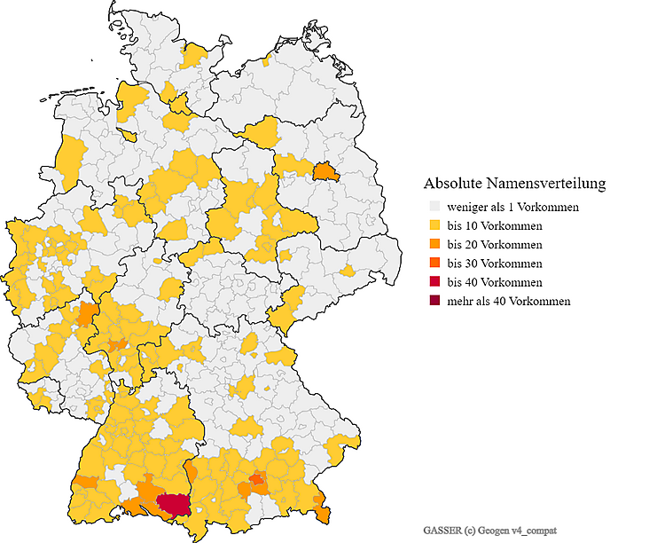 Nachname Gasser Verteilung Deutschland Karte