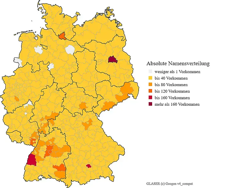 Nachname Glaser Karte Verteilung in Deutschland