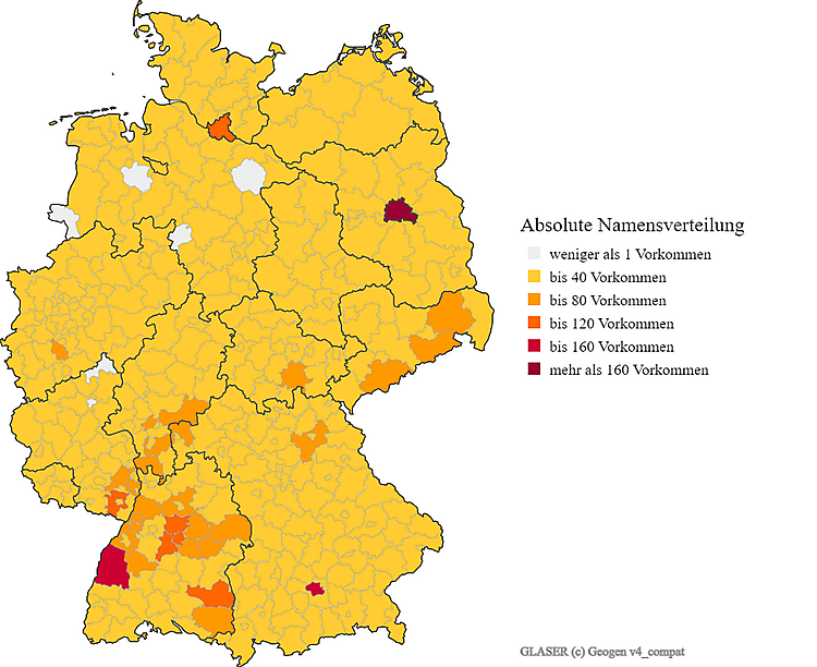 Nachname Glaser Karte Verteilung in Deutschland