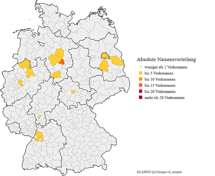 Nachname Glasing Karte Verteilung in Deutschland