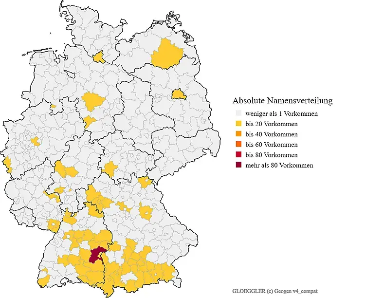 Glöggler, Verteilung des Namen in Deutschland