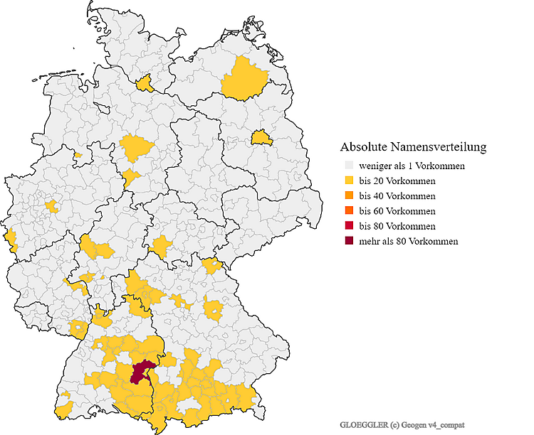 Glöggler, Verteilung des Namen in Deutschland