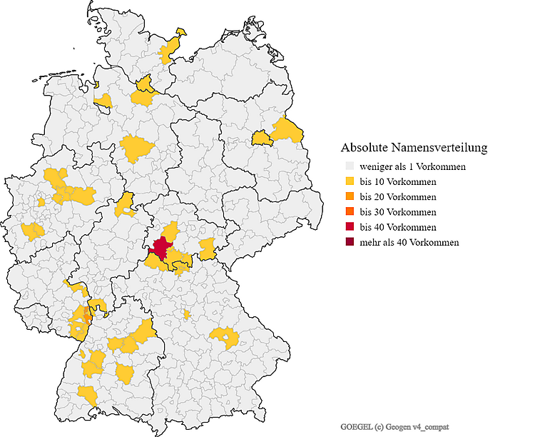 Nachname Gögel Karte Verteilung in Deutschland