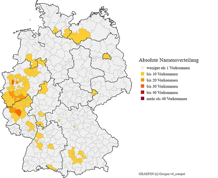 Nachname Gräfen Karte Verteilung in Deutschland