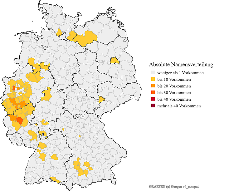 Nachname Gräfen Karte Verteilung in Deutschland