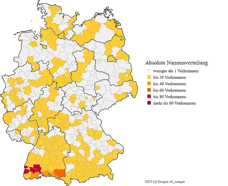Karte Nachname Gut Verteilung in Deutschland