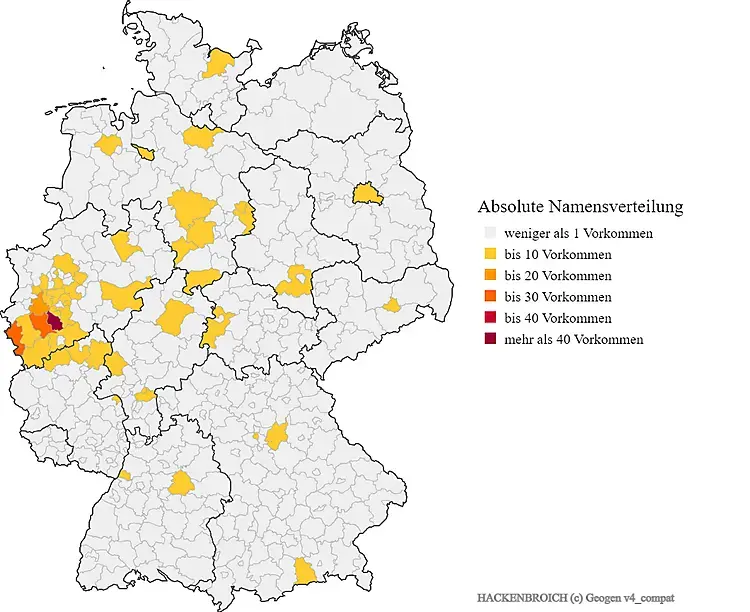 Verteilung Nachname Hackenbroich in Deutschland